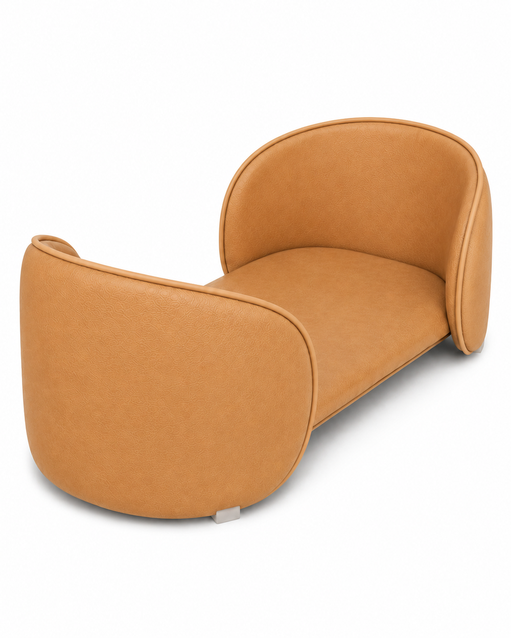Henry Pet Sofa Bed in Camel Tan angled view with structured side bolsters